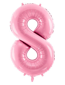 PARTYDECO Fóliové číslo 8 růžové, 86 cm Pink