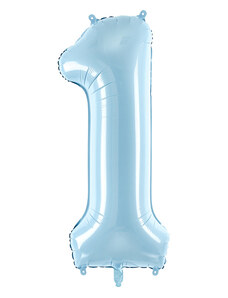 PARTYDECO Fóliové číslo 1 světle modré, 86 cm Light Blue
