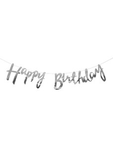ARPEX Girlanda narozeniny - Happy Birthday - střibrná, 150 cm