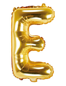 PARTYDECO Balón foliový písmeno "E", 35cm, zlaté (NELZE PLNIT HELIEM)
