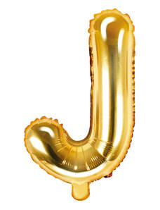 PARTYDECO Balón foliový písmeno "J", 35cm, zlaté (NELZE PLNIT HELIEM)