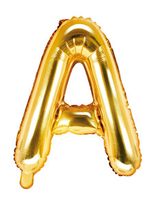 PARTYDECO Balón foliový písmeno "A", 35cm, zlaté (NELZE PLNIT HELIEM)