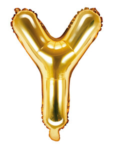 PARTYDECO Balón foliový písmeno "Y", 35cm, zlaté (NELZE PLNIT HELIEM)