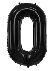 PARTYDECO Fóliové černé číslo 0, 86 cm Black