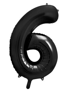 PARTYDECO Fóliové černé číslo 6, 86 cm Black