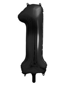 PARTYDECO Fóliové černé číslo 1, 86 cm Black