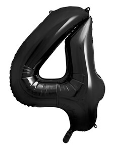 PARTYDECO Fóliové černé číslo 4, 86 cm Black