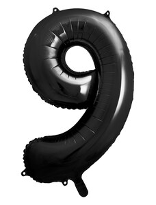 PARTYDECO Fóliové černé číslo 9, 86 cm Black