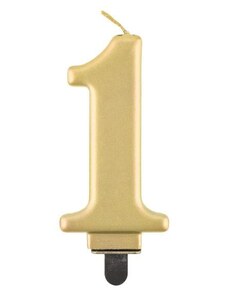 GODAN Narozeninová svíčka na dort - 1 - metalická zlatá - 8 cm