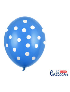 PARTYDECO Modrý balónek s bílými puntíky - 1 ks