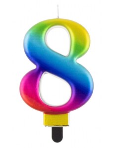 GODAN Narozeninová svíčka 8 - Rainbow - DUHOVÁ 8 cm