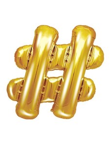 PARTYDECO Balónek fóliový # Znak ZLATÝ - GOLD 35 cm (NELZE PLNIT HELIEM)