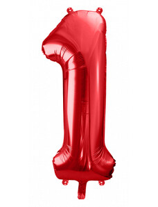 PARTYDECO Fóliové číslo 1 červené, 86 cm Red