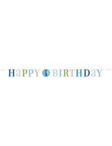 UNIQUE Girlanda 1. narozeniny - Happy Birthday - KLUK - modrá - 182 cm