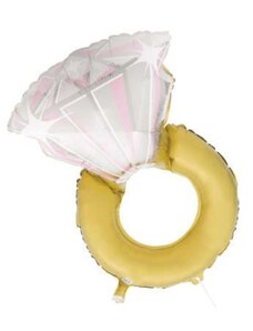 UNIQUE Balón foliový svatební prsten - prstýnek růžový 81 cm - rozlučka se svobodou