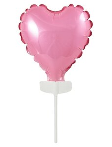 GODAN Fóliový balónek s držákem ve tvaru srdce - Valentýn - růžový - 8 cm