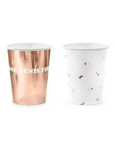 PARTYDECO Kelímky Same penis forever - růžovo zlaté - rose gold - Rozlučka se svobodou-220ml-6ks