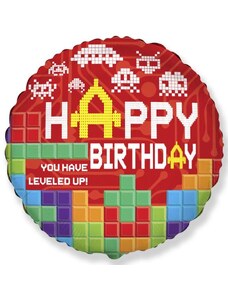 FLEXMETAL Balónek foliový Happy birthday - narozeniny - MINECRAFT - 45 cm