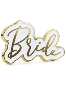 PARTYDECO Brož pro budoucí nevěstu "Bride" 3,5 x 2 cm - Rozlučka se svobodou