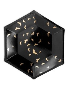 PARTYDECO Papírové talíře - netopýři - Halloween - 20 cm - 6 ks