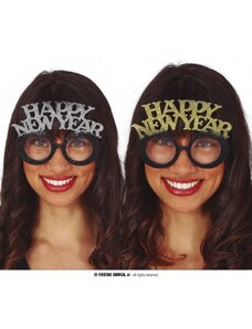 GUIRCA Brýle Happy New Year zlaté / stříbrné - Silvestr - 1 ks