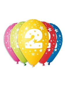 SMART Balónky potisk čísla "2" - 5ks v bal. 30cm