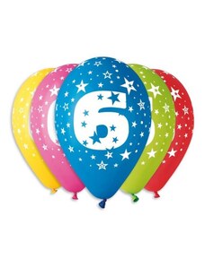 SMART Balónky potisk čísla "6" - 5ks v bal. 30cm