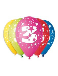 SMART Balónky potisk čísla "3" - 5ks v bal. 30cm