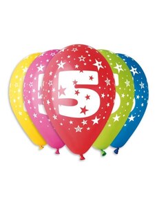 SMART Balónky potisk čísla "5" - 5ks v bal. 30cm