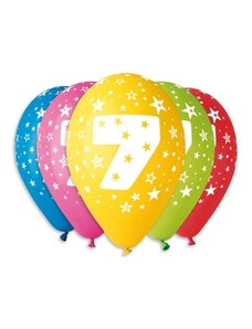 SMART Balónky potisk čísla "7" - 5ks v bal. 30cm