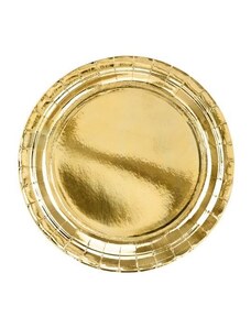 PARTYDECO Papírové talíře zlaté - 23cm - 6 ks