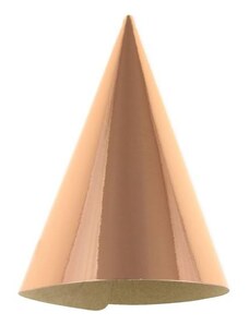 GODAN Papírové kloboučky metalické růžovozlaté - rose gold - 6 ks - 16 cm