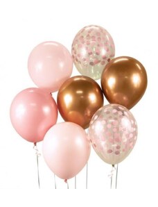 GODAN Sada latexových balónků - chromovaná růžová 7 ks - 30 cm