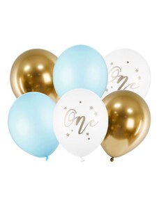 PARTYDECO Sada latexových balónků - 1.narozeniny - kluk - chlapeček - 6 ks - 30 cm