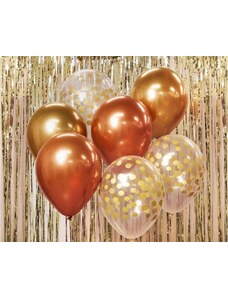 GODAN Sada latexových balónků - chromovaná růžovozlatá / rose gold 7 ks - 30 cm