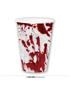 GUIRCA Papírové kelímky - krvavé otisky - Krev - Halloween - 355 ml - 6 ks