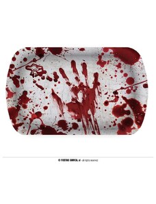GUIRCA Plastový tác s krvavými otisky - Krev - Halloween - 29 x 15 x 3 cm