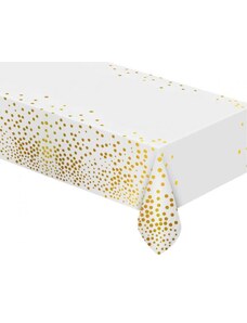 GODAN Ubrus foliový zlaté puntíky - bílý - 137 x 183 cm