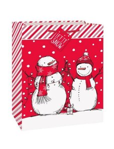 UNIQUE Vánoční dárková taška - sněhulák - Vánoce - 26,5 x 33 cm