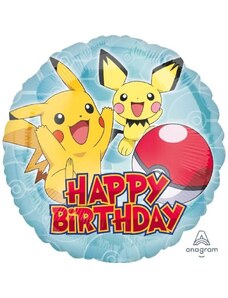 AMSCAN Balón fóliový Happy birthday - narozeniny - Pokémon Pikachu - 43 cm