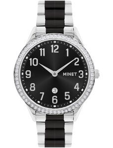MINET Náramkové stříbrno-černé dámské hodinky AVENUE s čísly MWL5301