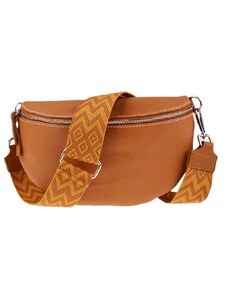 NovaKabelka.cz Kožená kabelka crossbody Reni Grande Camel s přídavným popruhem II camel