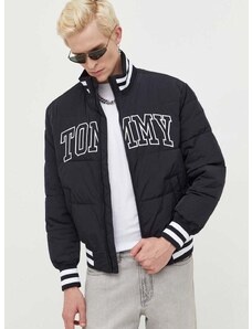 Bomber bunda Tommy Jeans černá barva, přechodná