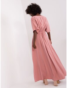 Fashionhunters Prašně růžové maxi šaty s krátkým rukávem od ZALUNY