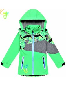 KUGO-Chlapecká softshellová bunda DINOSAUŘI zelená