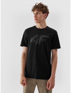 4F Pánské tričko regular s potiskem - černé