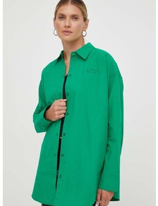Košile Résumé zelená barva, relaxed, s klasickým límcem