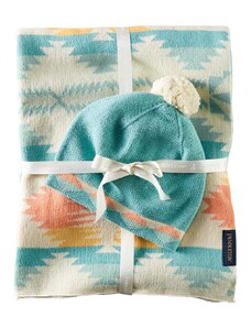 Pendleton Organic Cotton Knit Baby Blanket with Beanie - Falcon Cove Tan