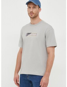 Bavlněné tričko Calvin Klein šedá barva, s potiskem