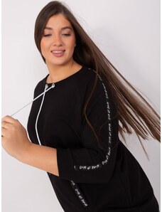 Fashionhunters Dámská černá mikina plus size bez kapuce